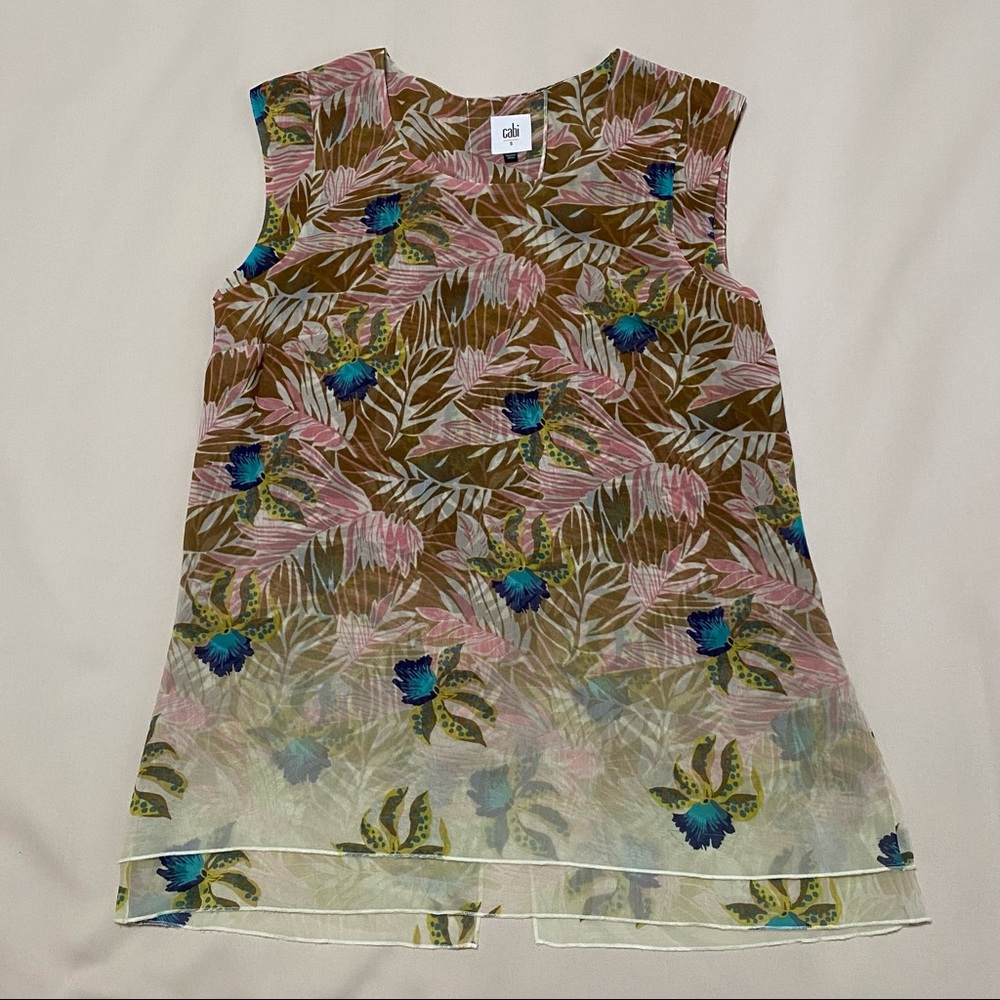Cabi Chiffon Top Parlor Tropical Orchid 5216 Small - Picture 4 of 10